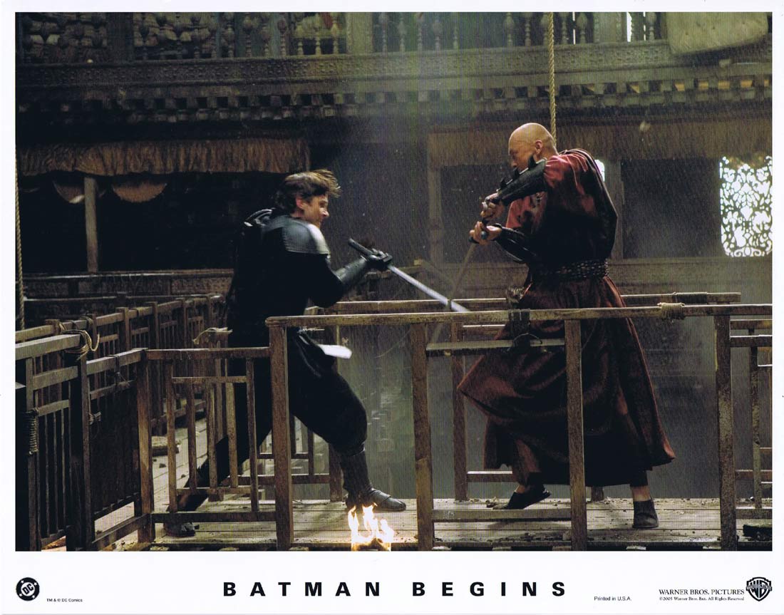 BATMAN BEGINS Original US Lobby Card 4 Christian Bale Michael Caine Liam Neeson