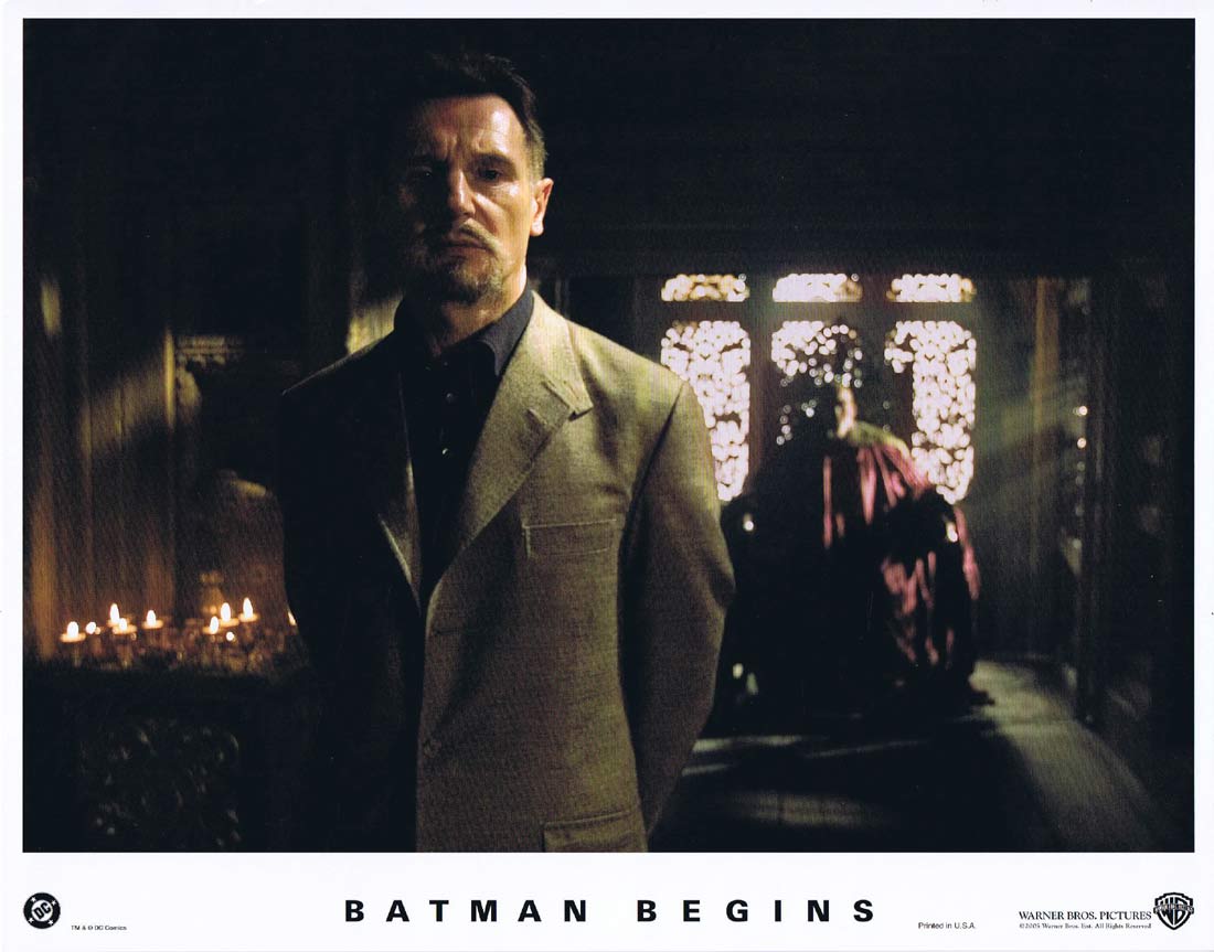 BATMAN BEGINS Original US Lobby Card 5 Christian Bale Michael Caine Liam Neeson