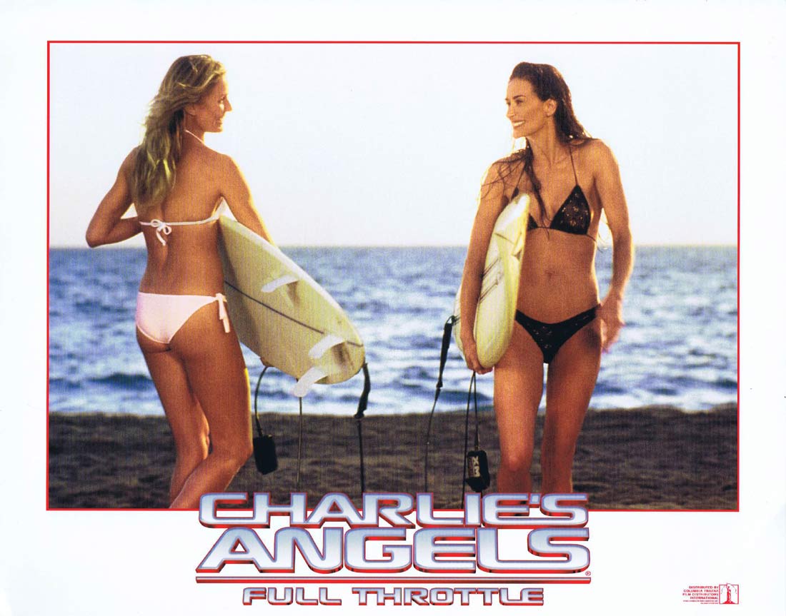 CHARLIE’S ANGELS FULL THROTTLE Original US Lobby Card 3 Cameron Diaz Demi Moore