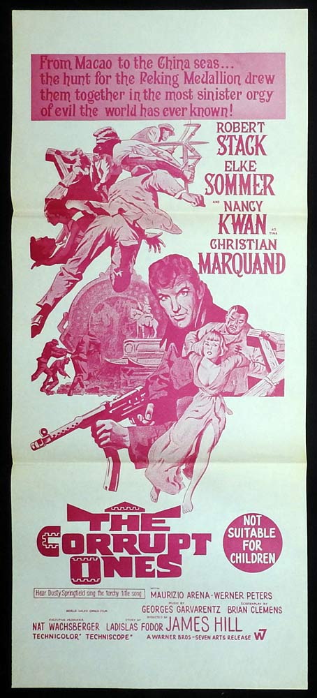 THE CORRUPT ONES Original 60s Daybill Movie poster Robert Stack Elke Sommer