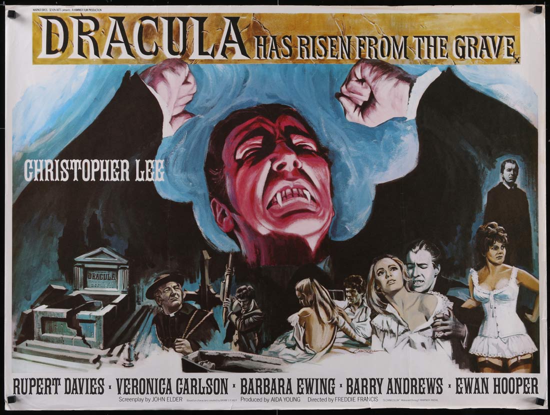 DRACULA HAS RISEN FROM THE GRAVE Original British Quad Movie Poster Christopher Lee
