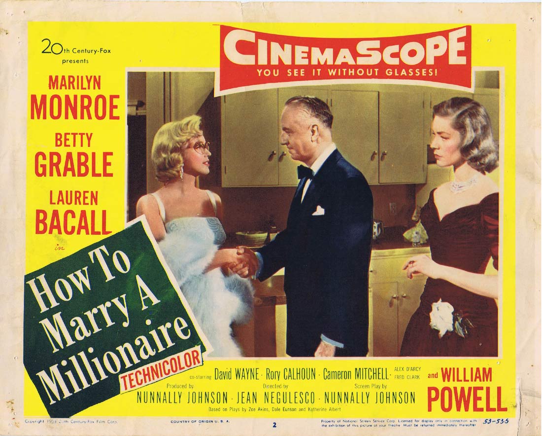 HOW TO MARRY A MILLIONAIRE Original Lobby Card 2 Marilyn Monroe Betty Grable