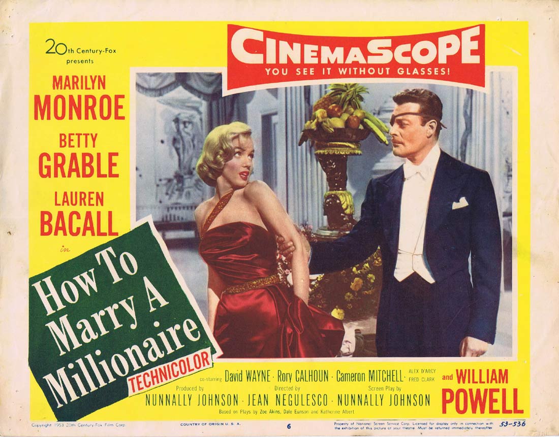 HOW TO MARRY A MILLIONAIRE Original Lobby Card 6 Marilyn Monroe Betty Grable