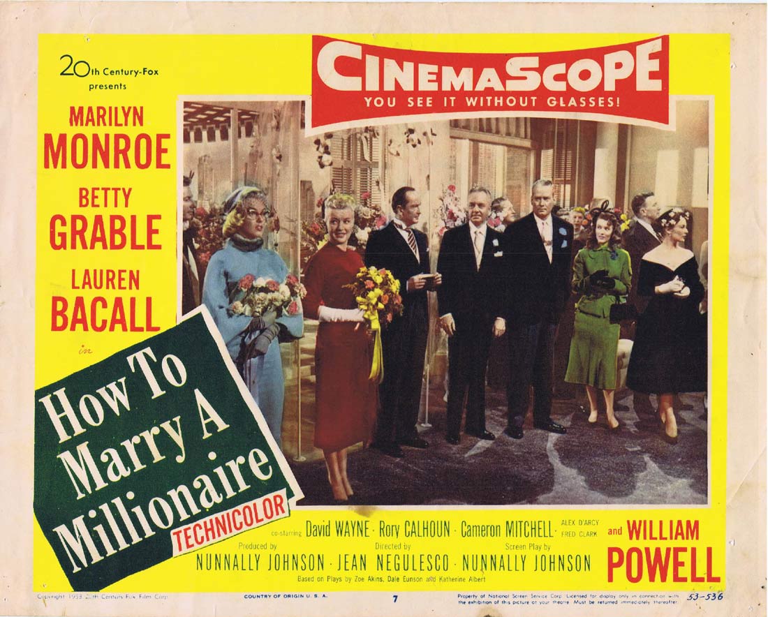 HOW TO MARRY A MILLIONAIRE Original Lobby Card 7 Marilyn Monroe Betty Grable