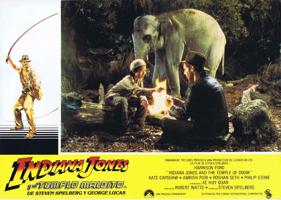 INDIANA JONES AND THE TEMPLE OF DOOM Original Spanish Lobby Card 3 Harrison Ford
