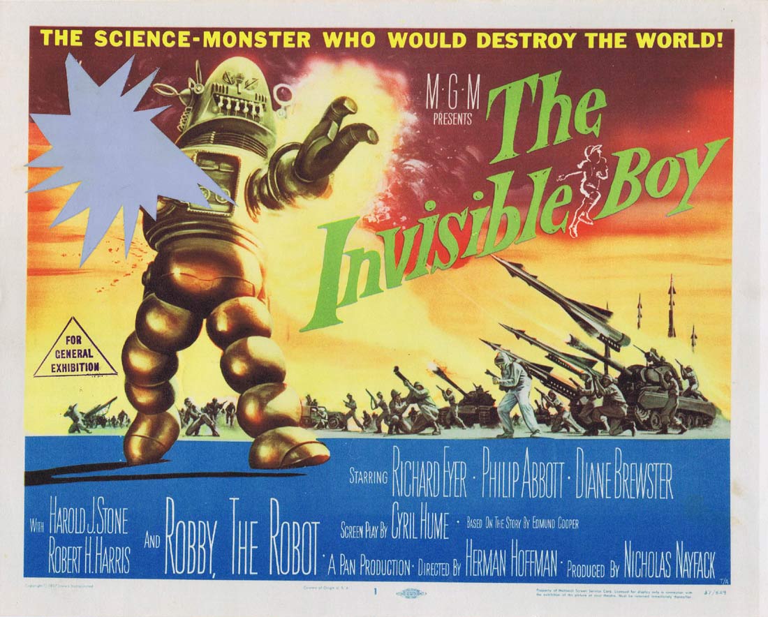 THE INVISIBLE BOY Original US Title Lobby Card Robby the Robot