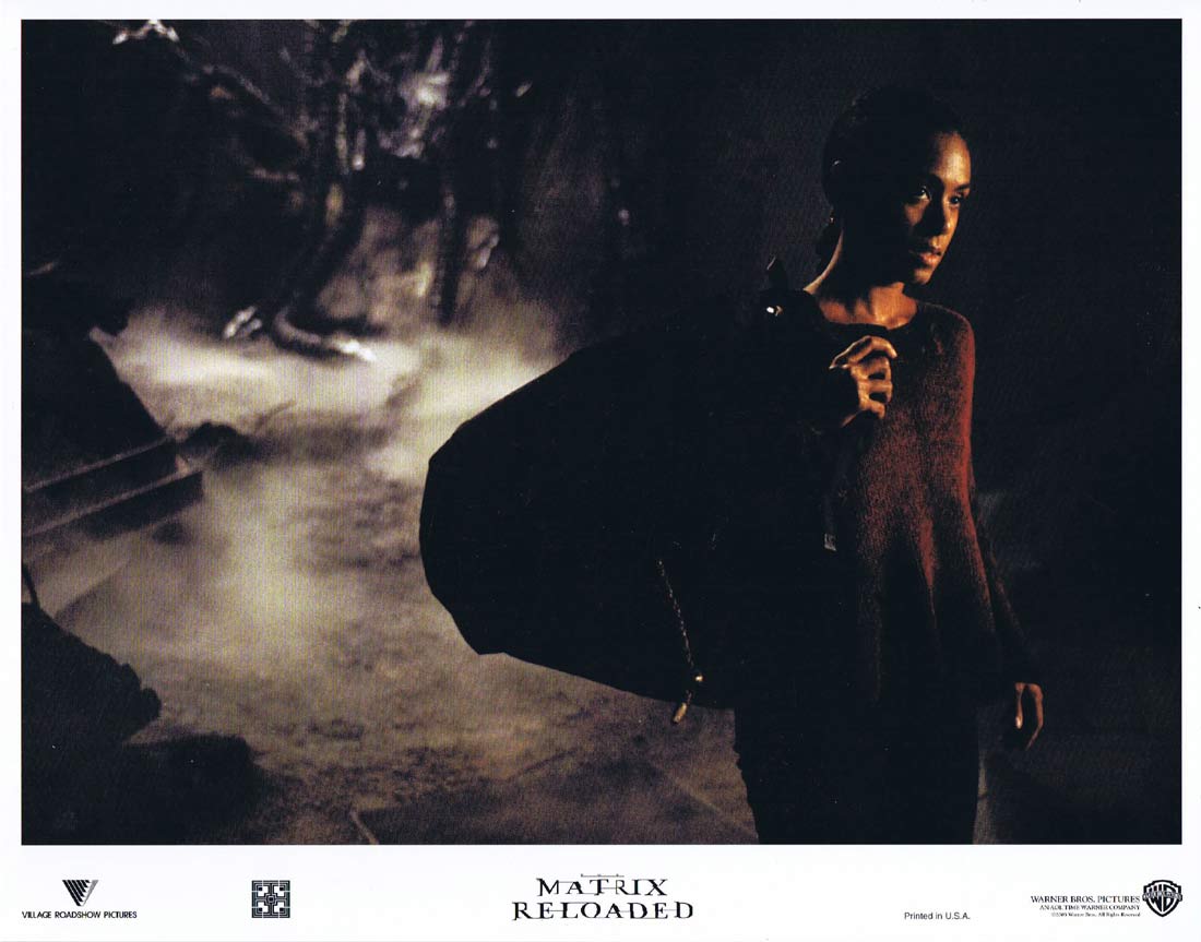 THE MATRIX RELOADED Original US Lobby Card 4 Keanu Reeves Laurence Fishburne
