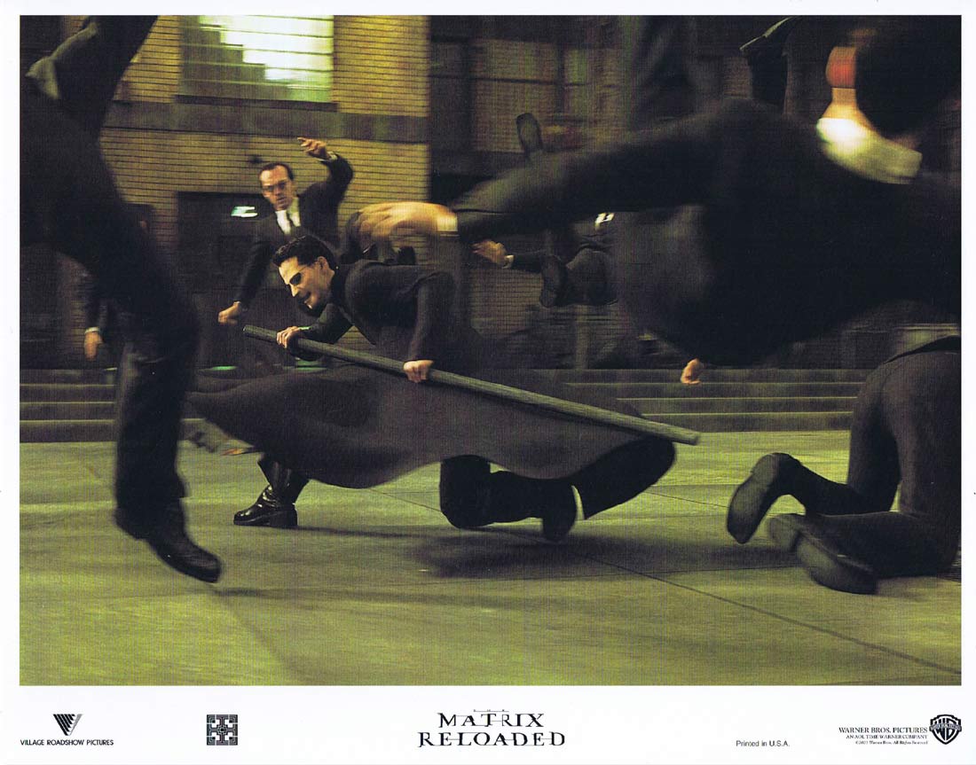 THE MATRIX RELOADED Original US Lobby Card 9 Keanu Reeves Laurence Fishburne