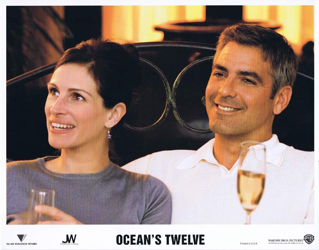 OCEANS TWELVE Original US Lobby Card 2 George Clooney Brad Pitt