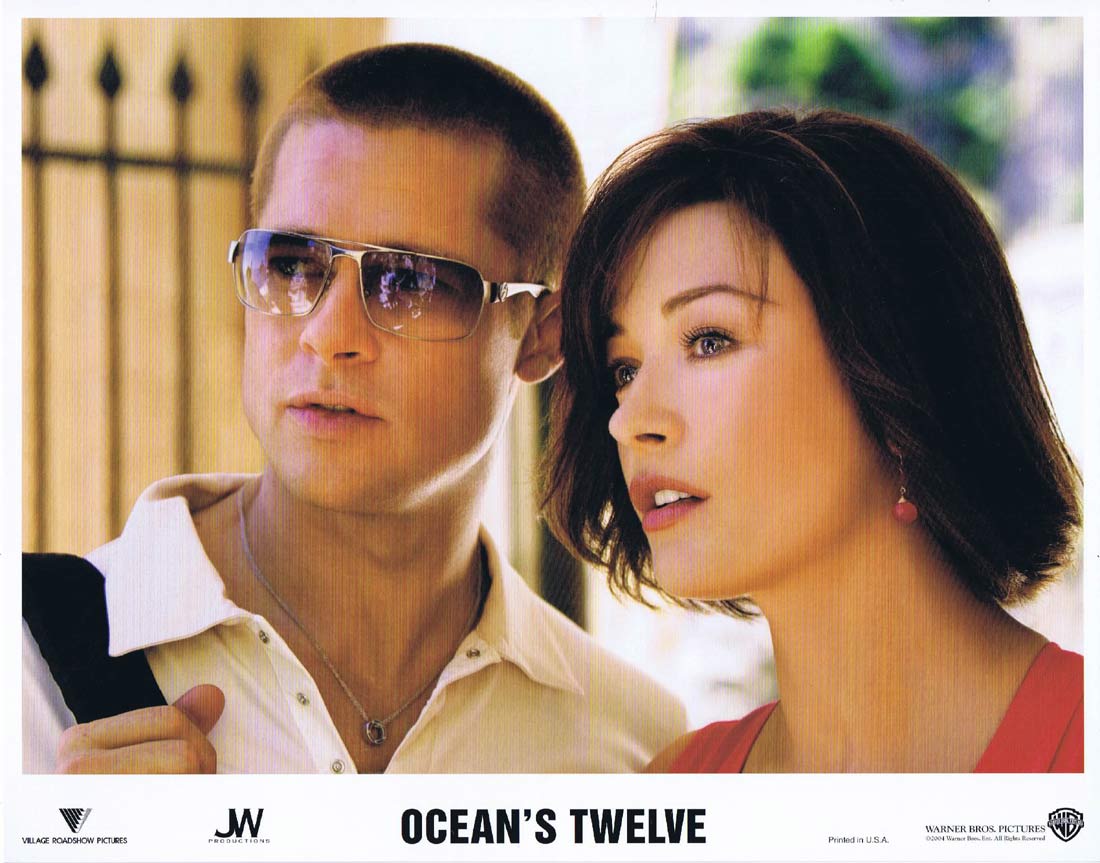 OCEANS TWELVE Original US Lobby Card 5 George Clooney Brad Pitt