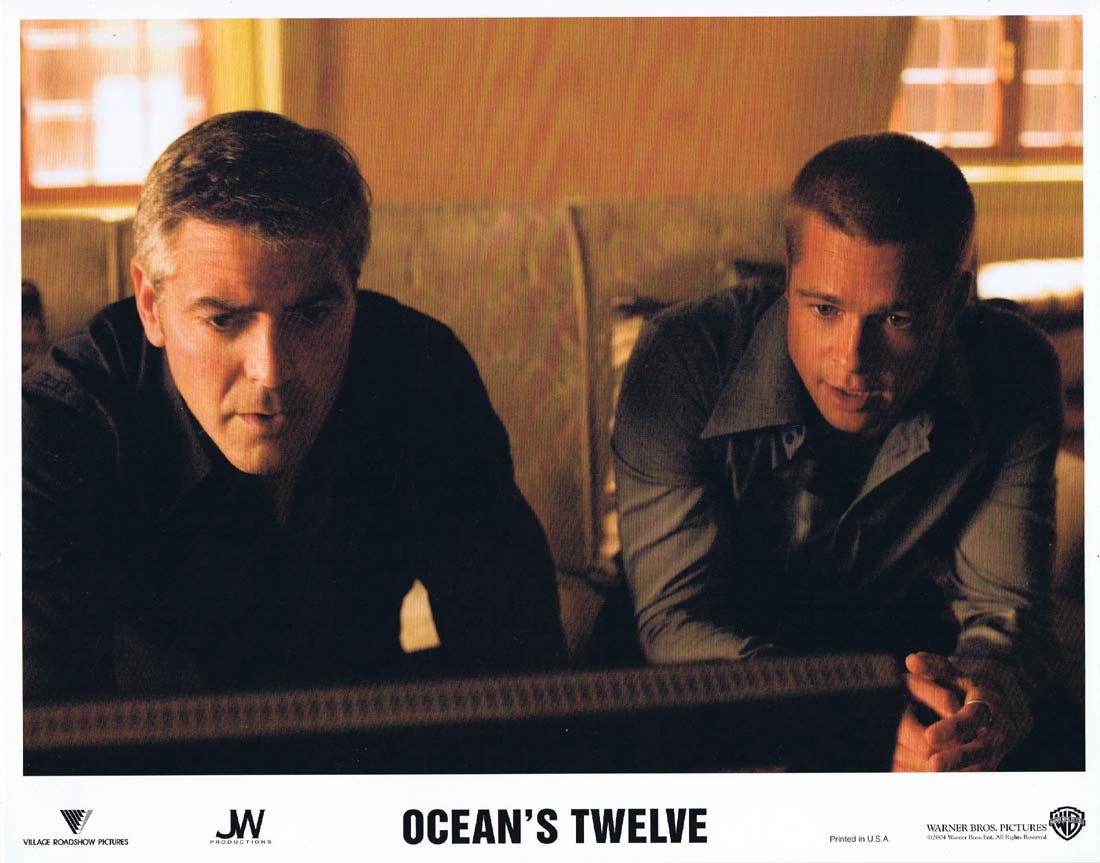 OCEANS TWELVE Original US Lobby Card 9 George Clooney Brad Pitt