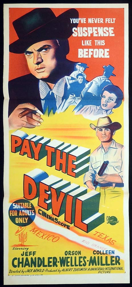PAY THE DEVIL Original Daybill Movie Poster Jeff Chandler Orson Welles
