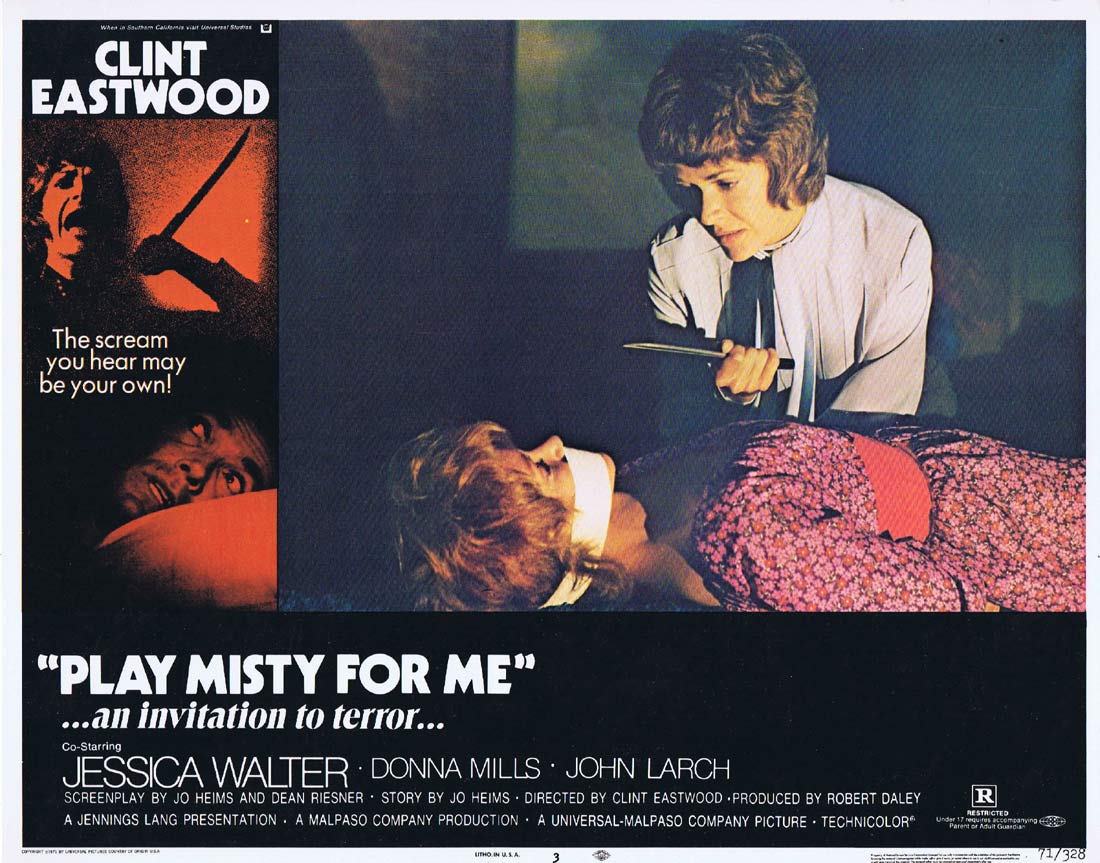 PLAY MISTY FOR ME Original US Lobby Card 3 Clint Eastwood Jessica Walter