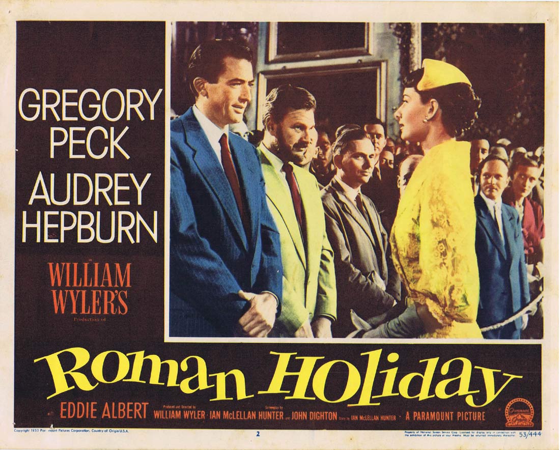 ROMAN HOLIDAY Original US Lobby Card 2 Gregory Peck Audrey Hepburn