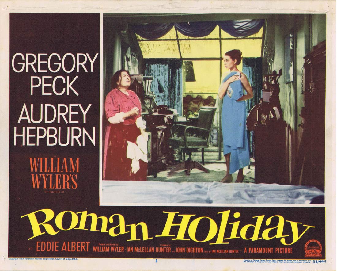 ROMAN HOLIDAY Original US Lobby Card 3 Gregory Peck Audrey Hepburn