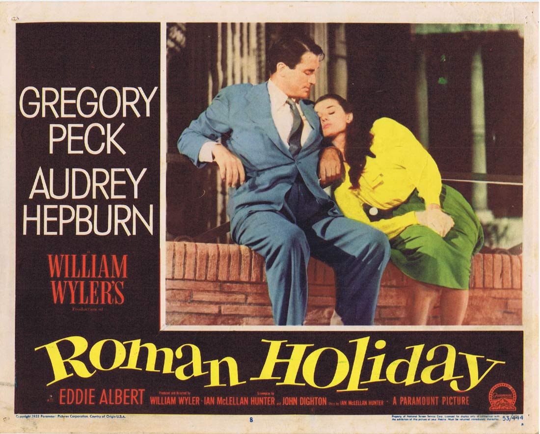 ROMAN HOLIDAY Original US Lobby Card 8 Gregory Peck Audrey Hepburn