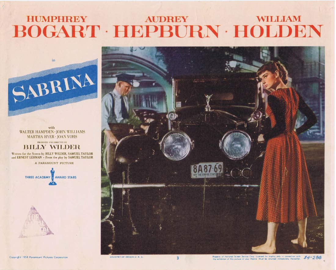 SABRINA Original Lobby Card 3 Humphrey Bogart Audrey Hepburn