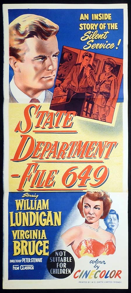 STATE DEPARTMENT FILE 649 Daybill Movie Poster William Lundigan Film Noir