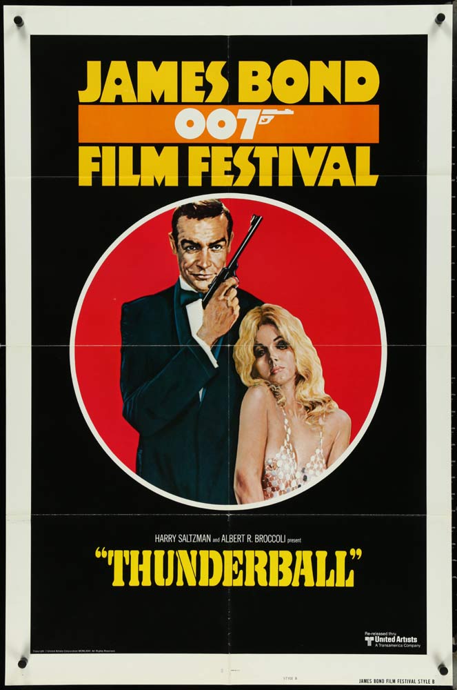 THUNDERBALL Original Rolled 1975r US One sheet Movie poster James Bond Film Festival