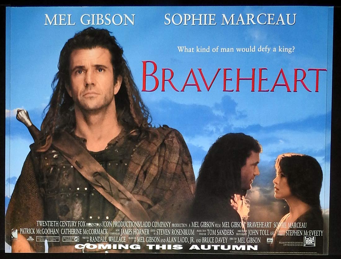 BRAVEHEART Original ROLLED British Quad Movie Poster Mel Gibson
