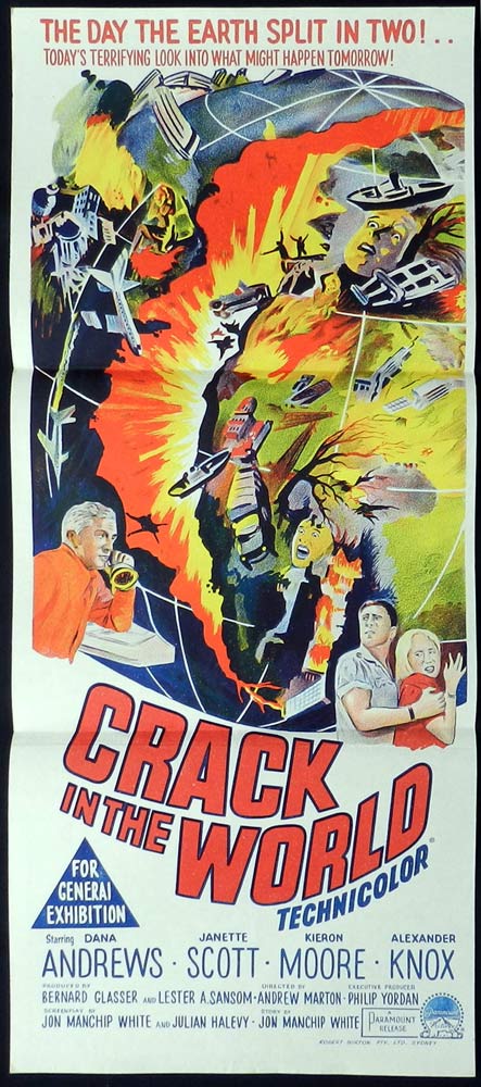 CRACK IN THE WORLD Original Daybill Movie Poster Dana Andrews Sci Fi
