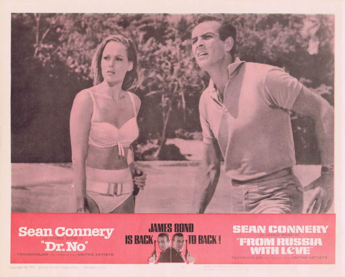 DR NO / FROM RUSSIA WITH LOVE Original Lobby Card 5 Sean Connery James Bond 1965