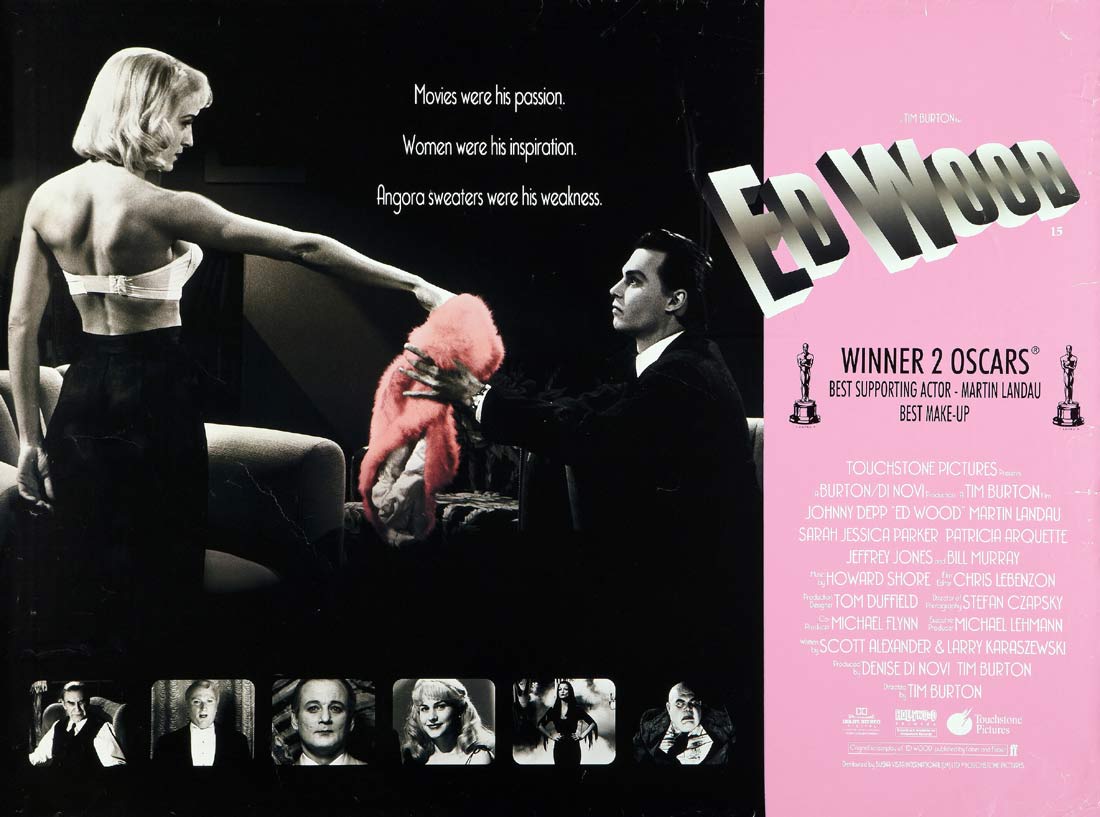 ED WOOD Original ROLLED British Quad Movie Poster Johnny Depp