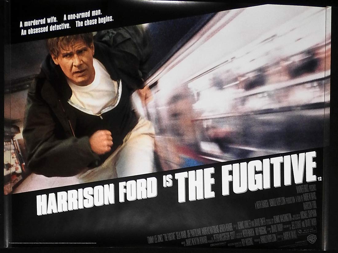 THE FUGITIVE Original ROLLED British Quad Movie Poster Harrison Ford Tommy Lee Jones