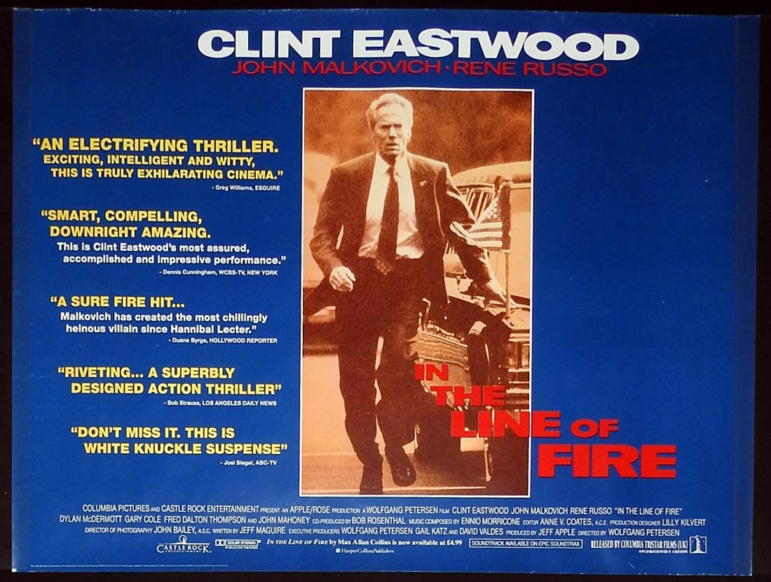 IN THE LINE OF FIRE Original ROLLED British Quad Movie Poster Clint Eastwood