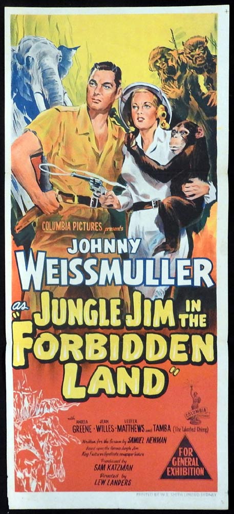 JUNGLE JIM IN THE FORBIDDEN LAND Original Daybill Movie Poster Johnny Weissmuller