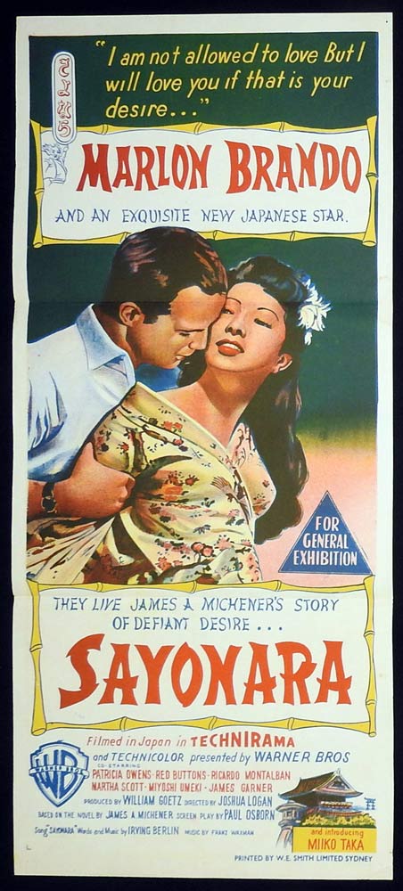 SAYONARA Original Daybill Movie Poster Marlon Brando Patricia Owens
