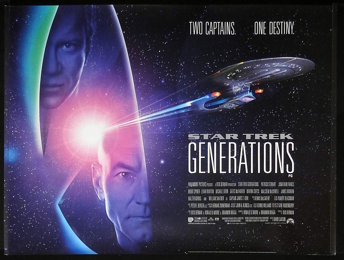 STAR TREK GENERATIONS Original ROLLED British Quad Movie Poster Patrick Stewart