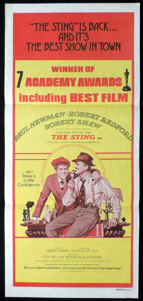 THE STING Original 1977r Daybill Movie Poster Robert Redford Paul Newman