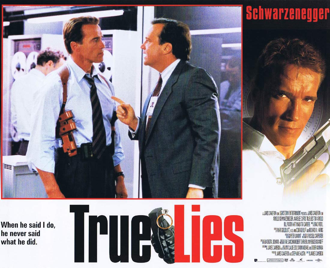 TRUE LIES Original English Lobby Card 2 Arnold Schwarzenegger Jamie Lee Curtis