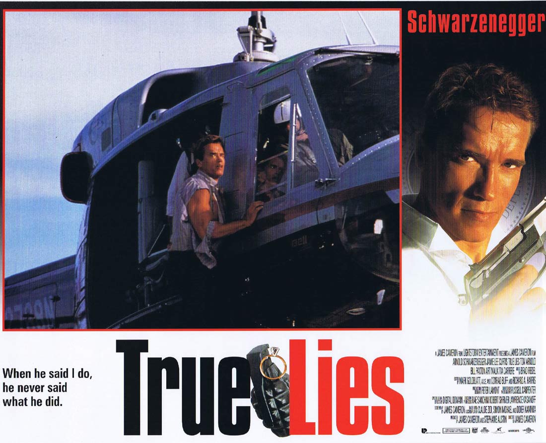 TRUE LIES Original English Lobby Card 3 Arnold Schwarzenegger Jamie Lee Curtis