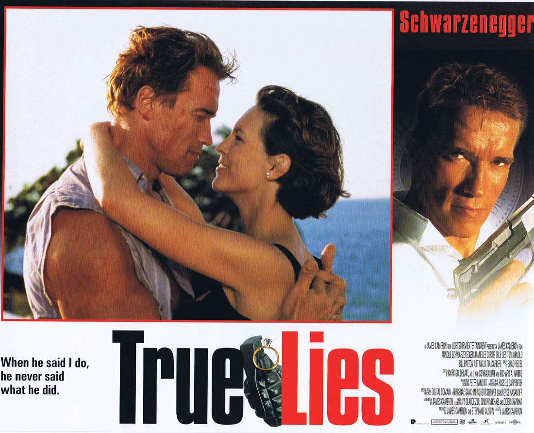 TRUE LIES Original English Lobby Card 5 Arnold Schwarzenegger Jamie Lee Curtis