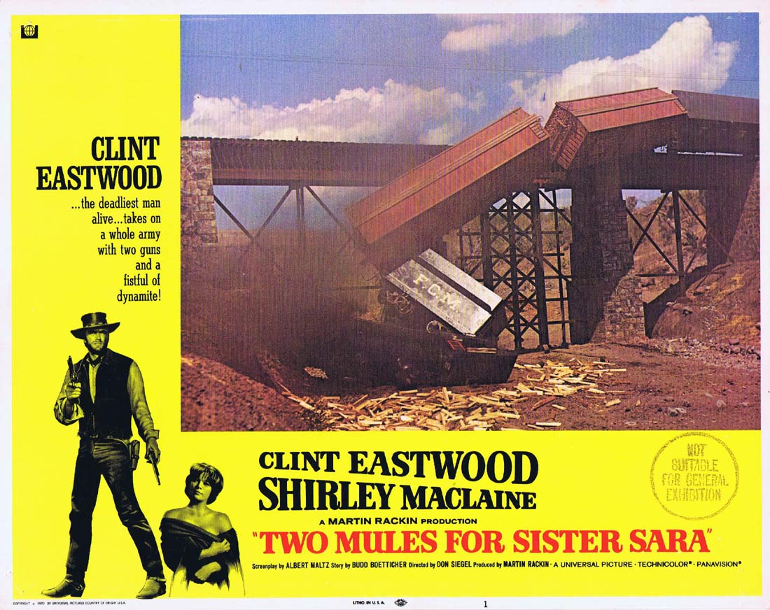 TWO MULES FOR SISTER SARA Original Lobby Card 1 Clint Eastwood Shirley MacLaine