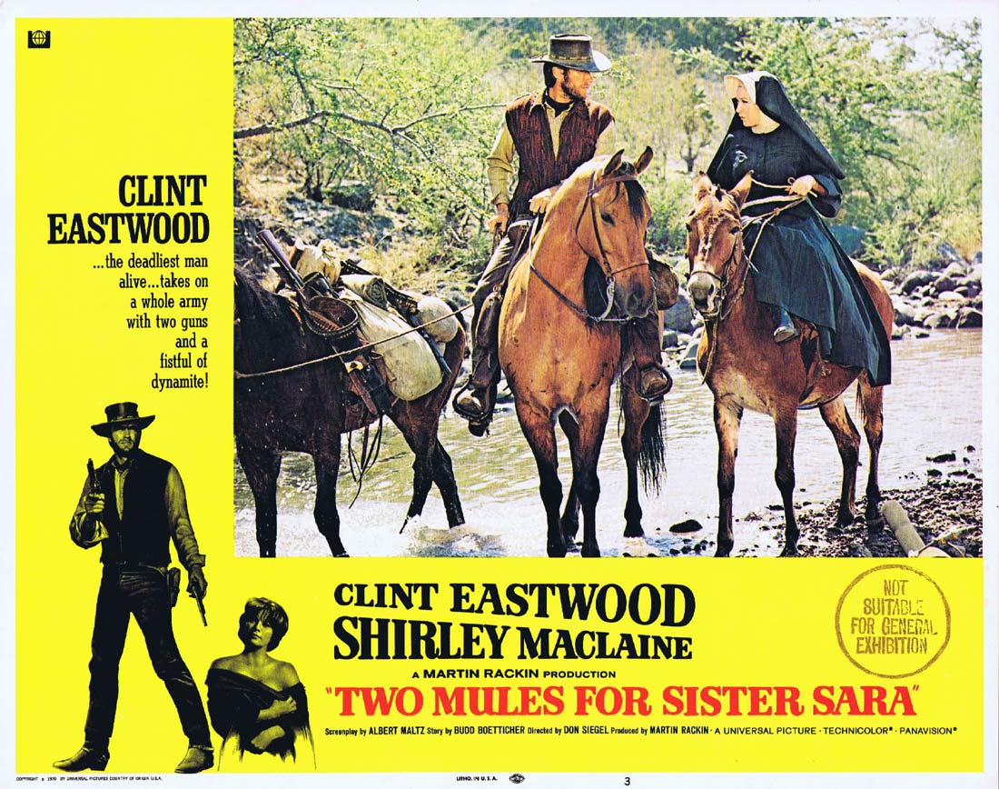 TWO MULES FOR SISTER SARA Original Lobby Card 3 Clint Eastwood Shirley MacLaine