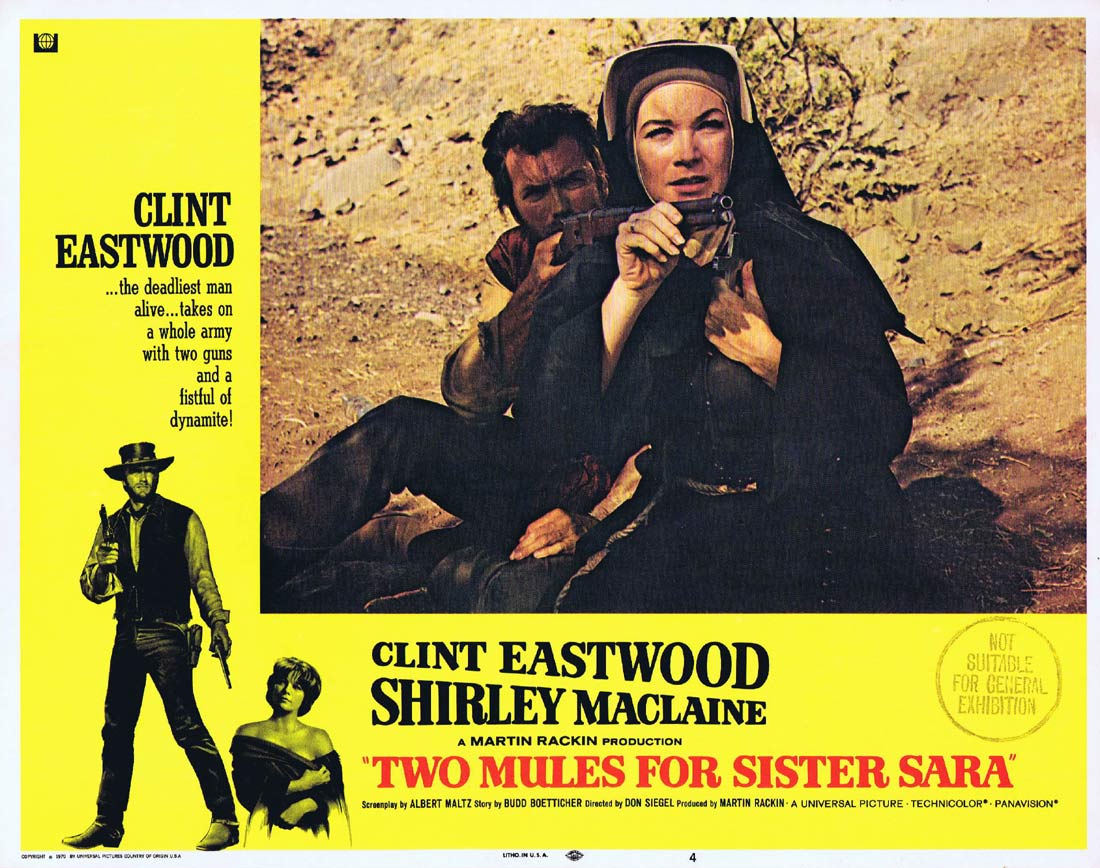 TWO MULES FOR SISTER SARA Original Lobby Card 4 Clint Eastwood Shirley MacLaine