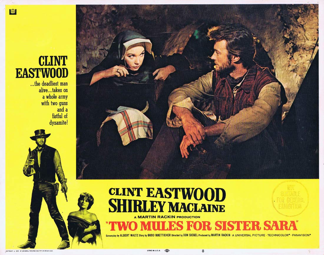 TWO MULES FOR SISTER SARA Original Lobby Card 8 Clint Eastwood Shirley MacLaine