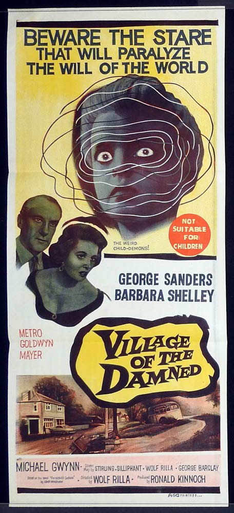 VILLAGE OF THE DAMNED Original Daybill Movie Poster Barbara Shelley George Sanders