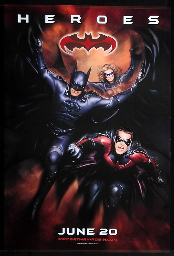 BATMAN AND ROBIN Original Teaser US One sheet Movie poster Heroes