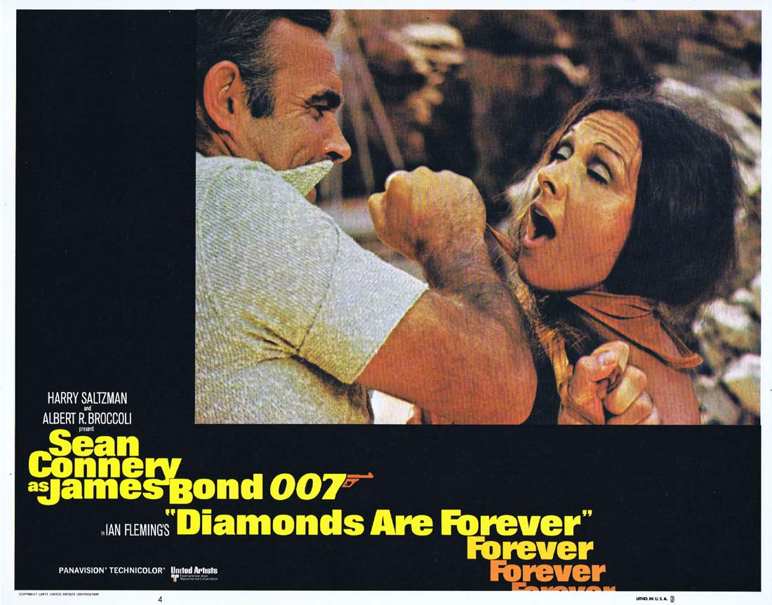 DIAMONDS ARE FOREVER Original 1980r US Lobby Card 4 Sean Connery James Bond
