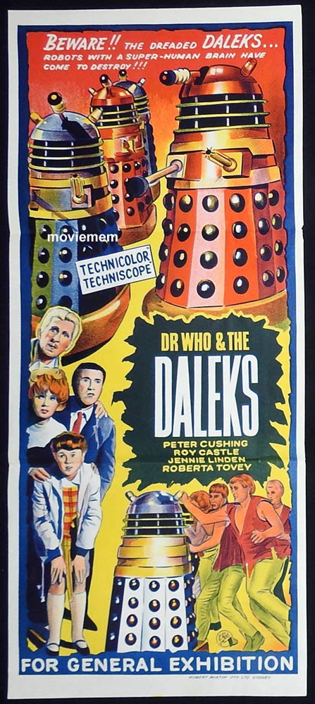 DR WHO AND THE DALEKS Original Daybill Movie Poster Peter Cushing Roy Castle Jennie Linden