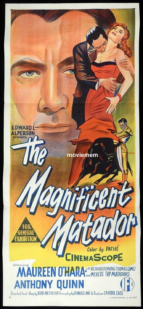 THE MAGNIFICENT MATADOR Original Daybill Movie Poster Maureen O’Hara Anthony Quinn