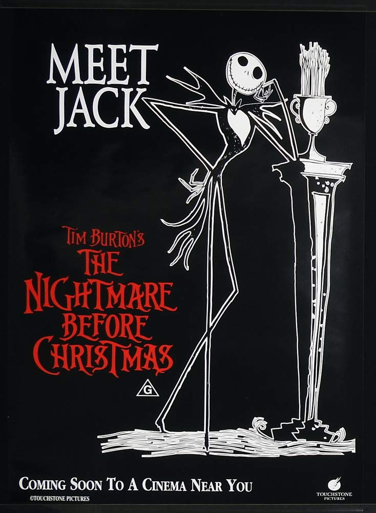 THE NIGHTMARE BEFORE CHRISTMAS Movie Poster Australian ADV One sheet Movie Poster Jack