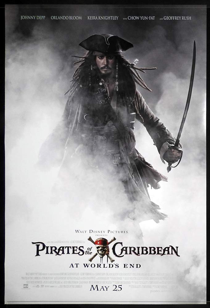 PIRATES OF THE CARIBBEAN AT WORLDS END Original US One sheet Movie poster Johnny Depp