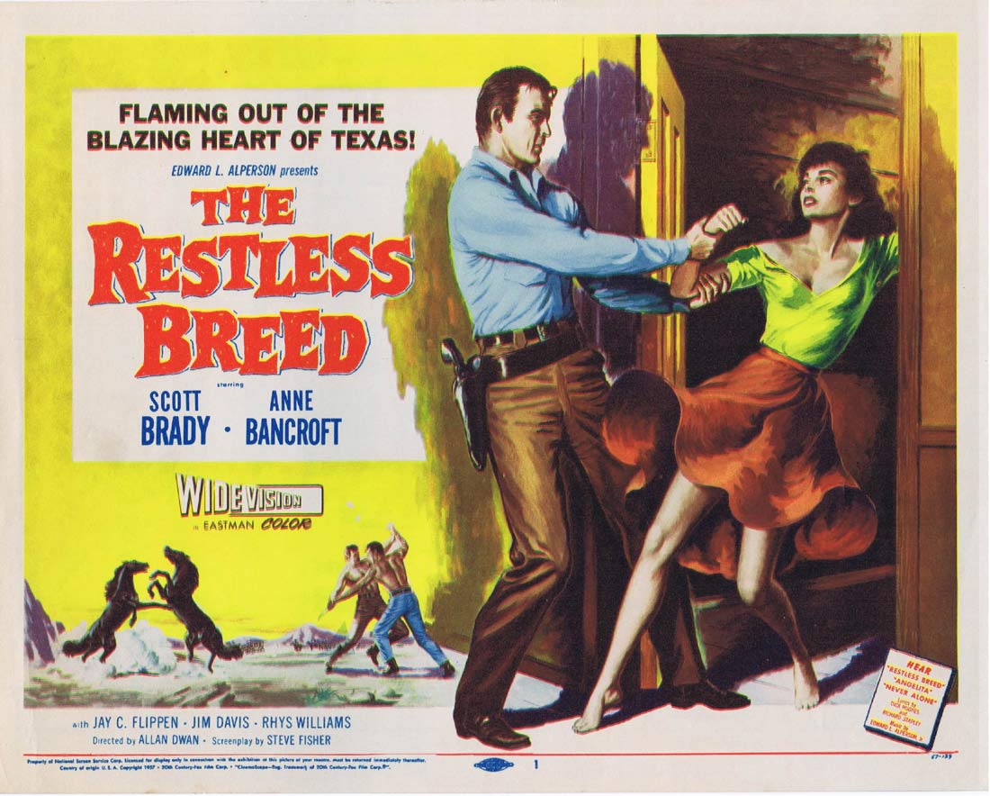 THE RESTLESS BREED Original Title Lobby Card Ann Bancroft
