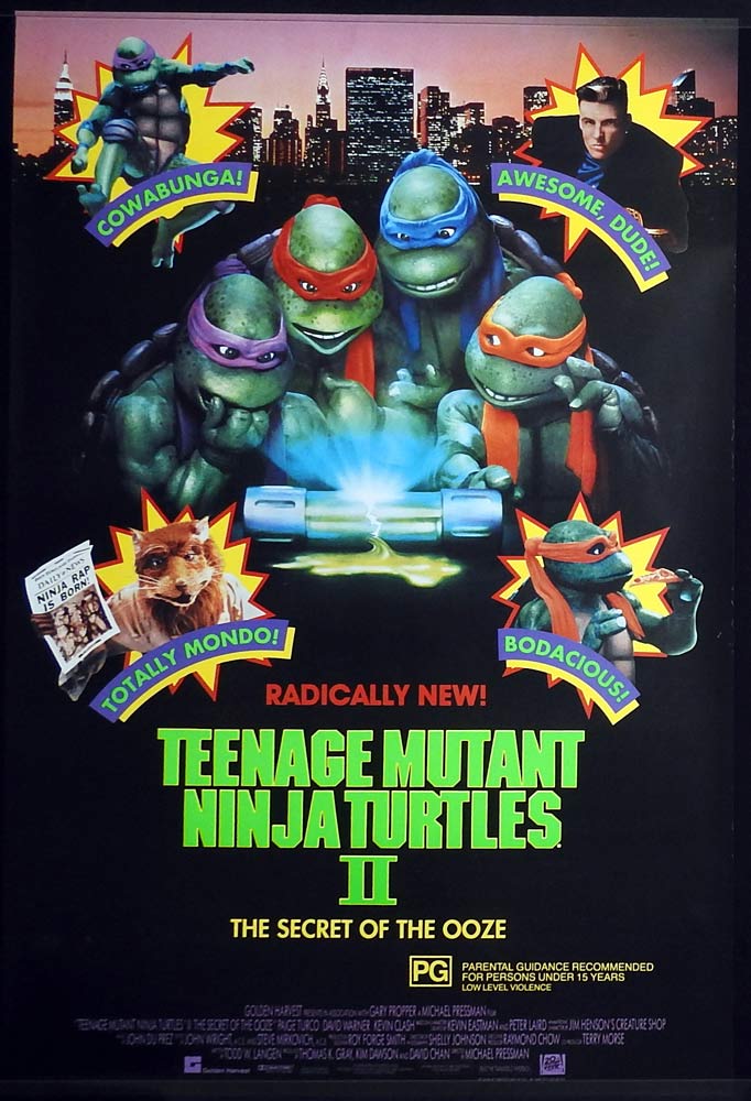 TEENAGE MUTANT NINJA TURTLES II Original US One sheet Movie poster