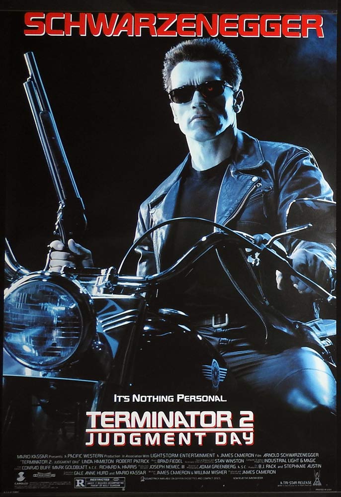 TERMINATOR 2 JUDGMENT DAY Original ROLLED US One Sheet Movie Poster Arnold Schwarzenegger